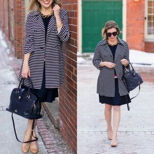 Cabi Maritime Trench Striped Nautical Jacket XS